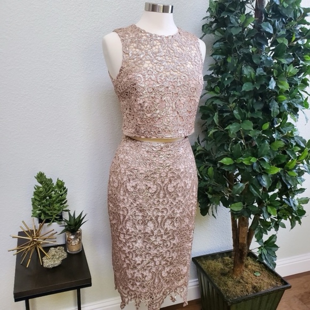 Badgley Mischka Sequin Lace Set 2